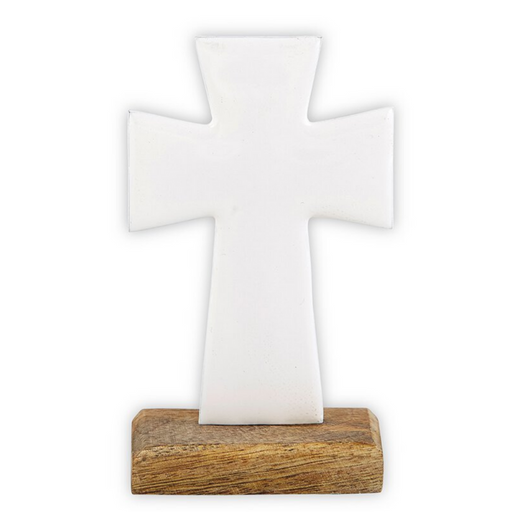 4" White Enamel Standing Cross