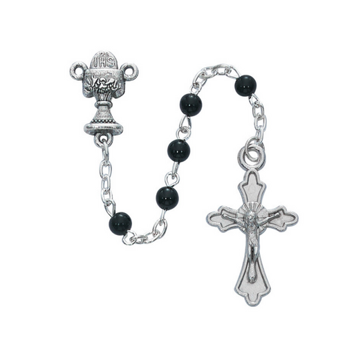 4mm Black Communion Rosary - BEST SELLER