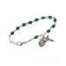 4mm Glass Beads Rhodium Plated Crucifix Emerald and Miraculous Medal