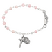 4mm Glass Pink Pearl Beads & Wire w/ Crucifix and Miraculous Medal