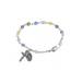 4mm Tin Cut Crystal Beads Rhodium Plated Crucifix Multi Color Bracelet and Miraculous Medal