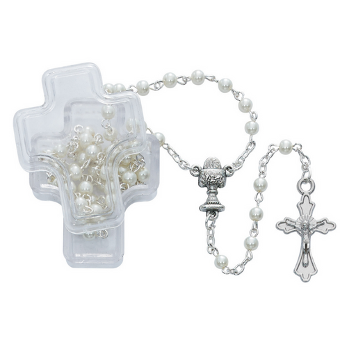 4mm White Pearl Communion Rosary - BEST SELLER