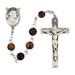 4x6mm Brown Wood Sterling Silver Sacred Heart Rosary