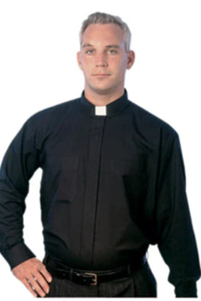 Omega 5000 Long Sleeves Black Tab Shirt – Premium Clerical Apparel for Comfort & Style