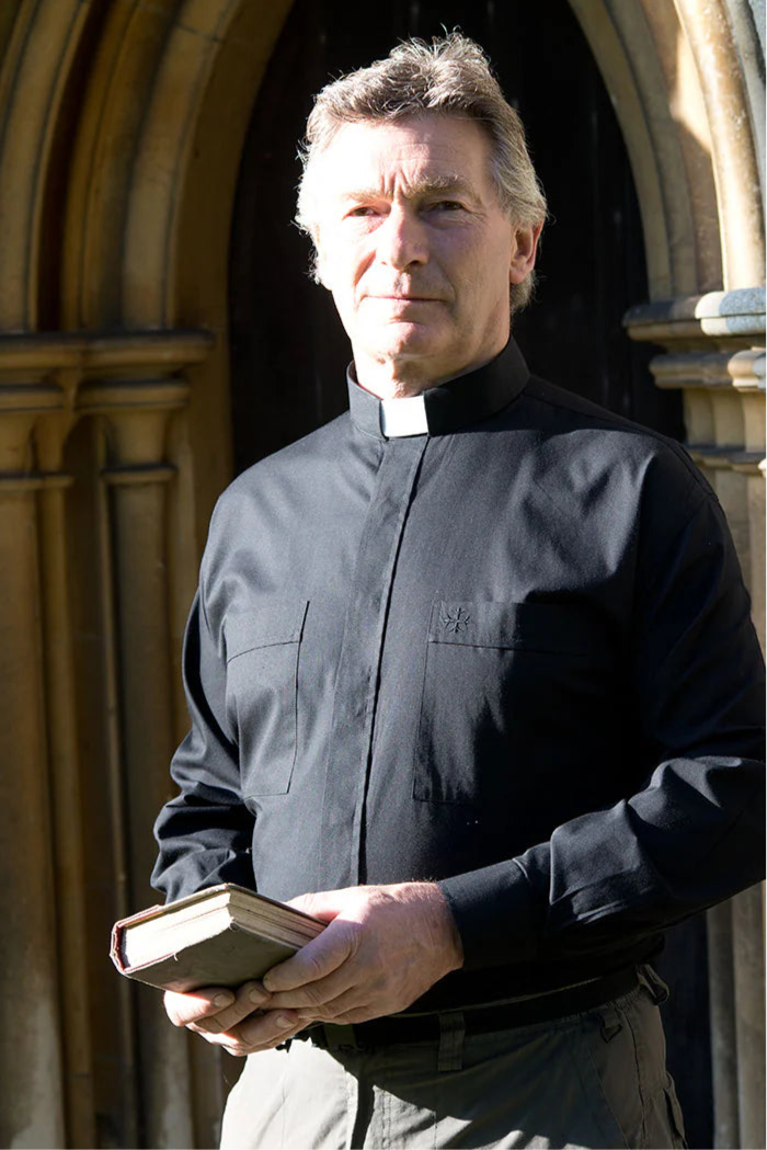 5000 Long Sleeves Black Tab Shirt – Premium Clerical Apparel for Comfort & Style