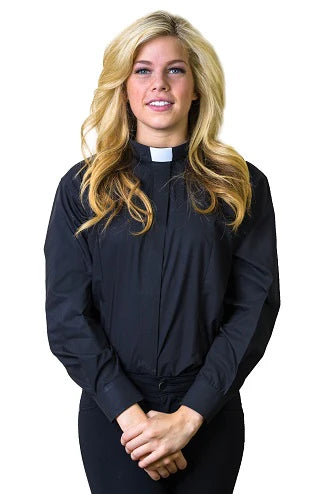 5500 Women's Long Sleeve Blouse Tab Collar - Premium Clerical Apparel for Comfort & Style
