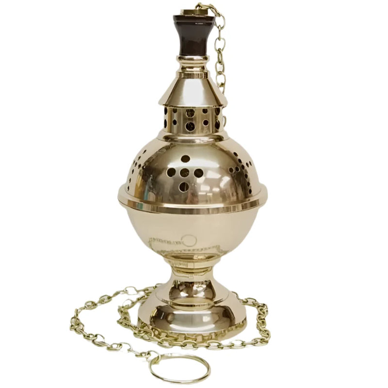 Single Chain Polished Brass Censer with Liner