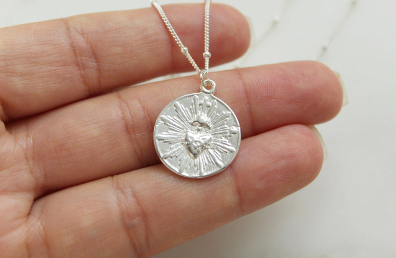 Sacred Heart minimalist version in silver