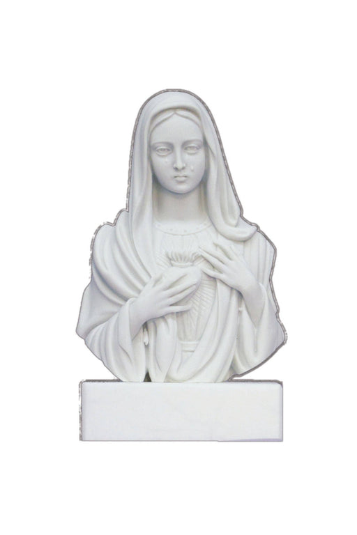 5″ Immaculate Heart of Mary Bust Statue in White Alabaster & Resin on Alabaster Base - Made in Italy