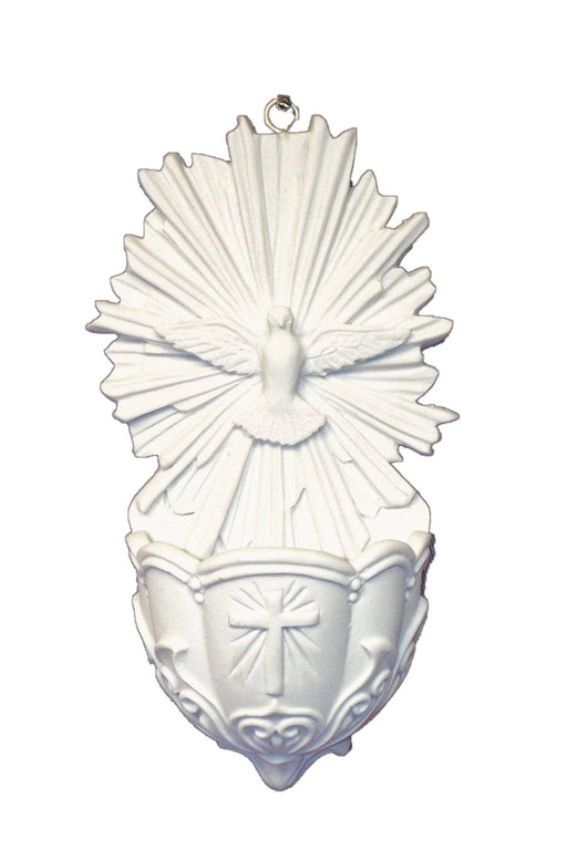 5″ White Holy Spirit Holy Water Font –  Catholic Wall-Mounted Font