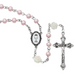 5mm Pink Pearl with 6mm White Flower Beads Communion Rosary - BEST SELLER