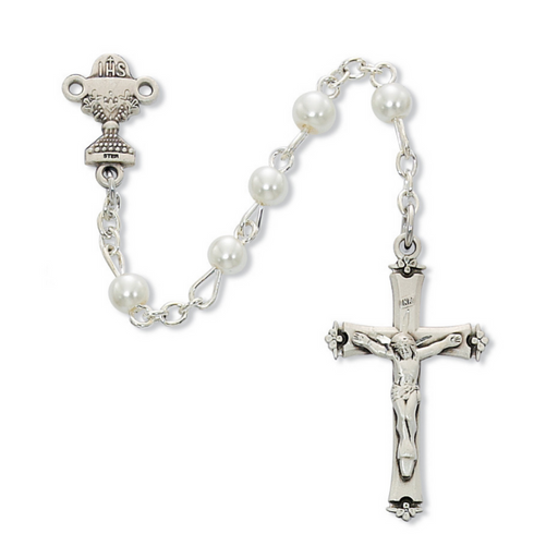5mm White Pearl Sterling Silver Communion Rosary