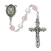 5mm White and Pink Beads Pewter Communion Rosary
