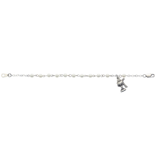 6.5" L Sterling Silver Pearl Communion Bracelet\
