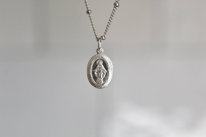 Dainty Miraculous Medal Necklace in Silver
