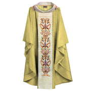 613 Traditional Chasuble with Handwoven Tussar Silk Orphrey & Embroidered Collar