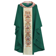 613 Traditional Chasuble with Handwoven Tussar Silk Orphrey & Embroidered Collar