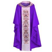 613 Traditional Chasuble with Handwoven Tussar Silk Orphrey & Embroidered Collar