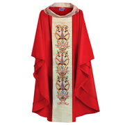 613 Traditional Chasuble with Handwoven Tussar Silk Orphrey & Embroidered Collar