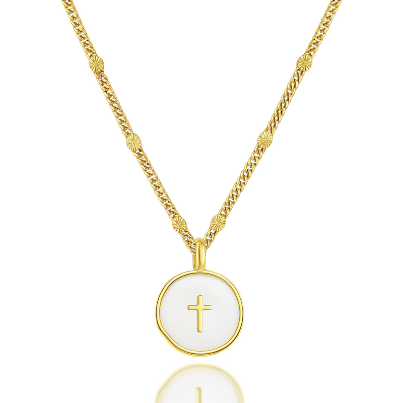 Agape Cross Necklace in Gold and Silver