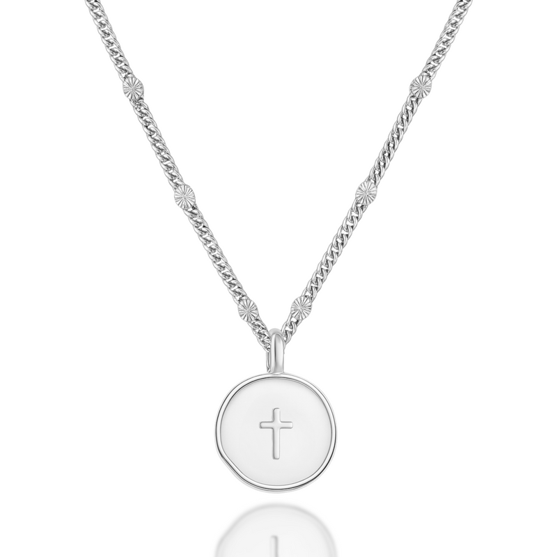 Agape Cross Necklace in Gold and Silver