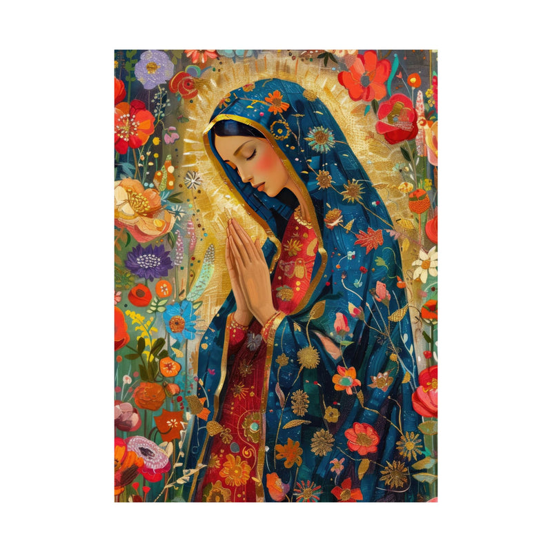 Matte Vertical Posters - Floral Mary Illustration for Spiritual Decor