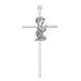 6" Aluminum Cross Ant Silver Praying Boy with Gift Box