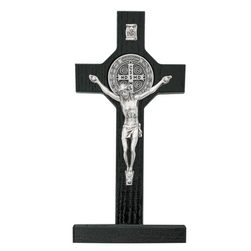6" Black Standing Crucifix with St. Benedict Medal