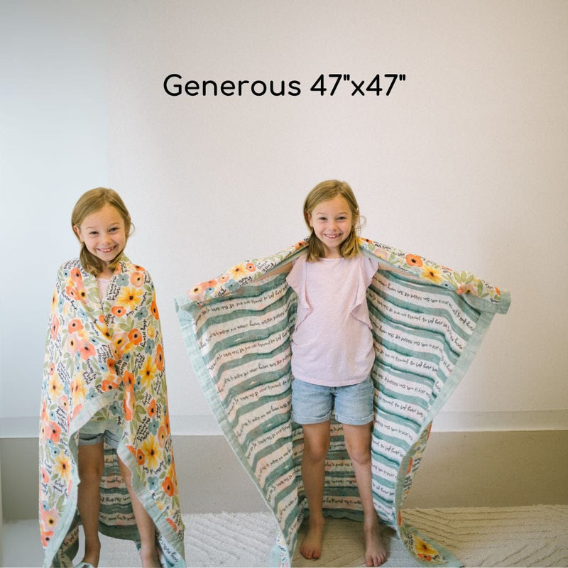 Watercolor Hail Mary Luxury Double Sided Muslin Catholic Blanket