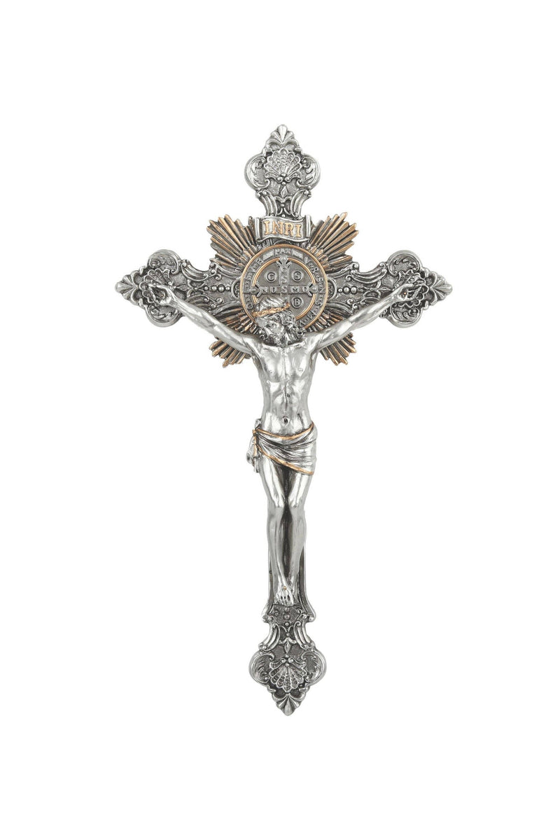 St. Benedict Crucifix in Pewter Style  7.75"