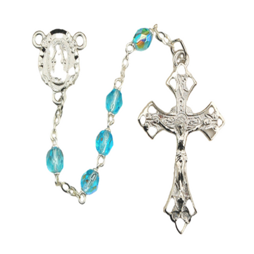 6mm Aqua Beads Rosary