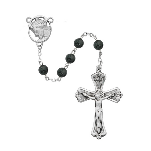 6mm Black Onyx Beads Head of Christ Rosary