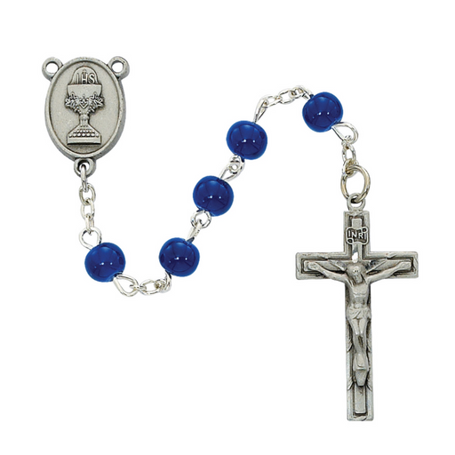 6mm Blue Communion Rosary