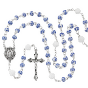 6mm Blue Flower Ceramic Miraculous Medal Communion Rosary