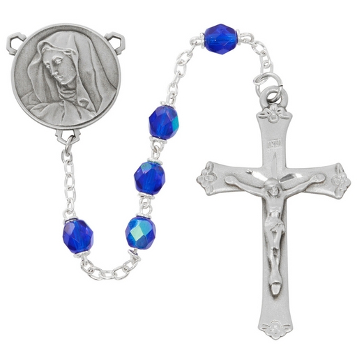 6mm Blue Our Lady Sorrows Rosary
