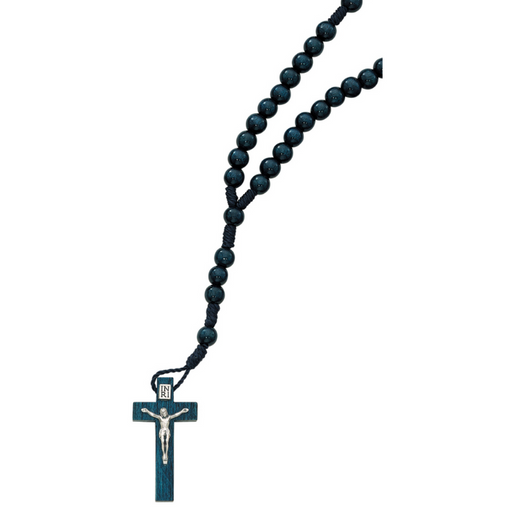 6mm Blue Wood Corded Rosary