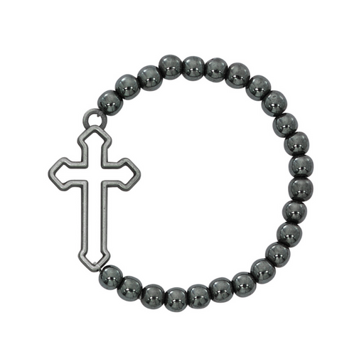 Boy's Hematite Cross Stretch Bracelet Hematite Cross Stretch Bracelet Cross Stretch Bracelet Communion Bracelet Communion Keepsake Communion Souvenir