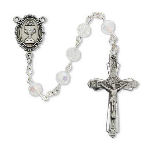 6mm Crystal Pewter Communion Rosary