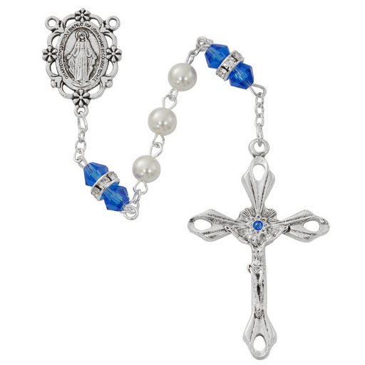 6mm Dark Blue Sapphire Communion Birthstone Rosary