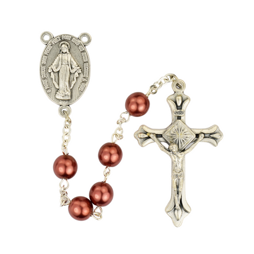 6mm Dark Rose Pearl Beads Rosary finished with an oxidized silver center and crucifix perfect for personal collection or a gift to your family and friends on any occassion.