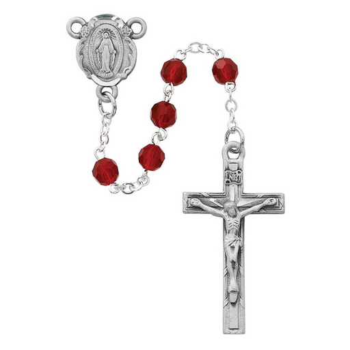 6mm Garnet Beads Miraculous Medal Rosary