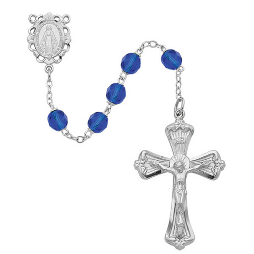 6mm Our Lady of Miraculous Medal Blue Rosary