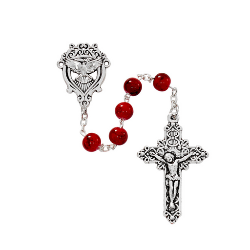 Red Imitation Marble Holy Spirit Rosary Red Marble Holy Spirit Rosary Red Holy Spirit Rosary Confirmation Gift Confirmation Keepsake Confirmation Souvenir