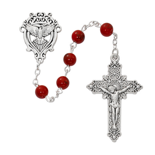 6mm Red Marble Beads Holy Spirit Rosary