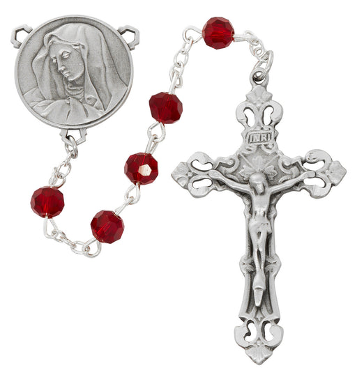 6mm Red Our Lady Sorrows Rosary