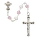 6mm White and Pink Beads Sterling Silver Communion Rosary
