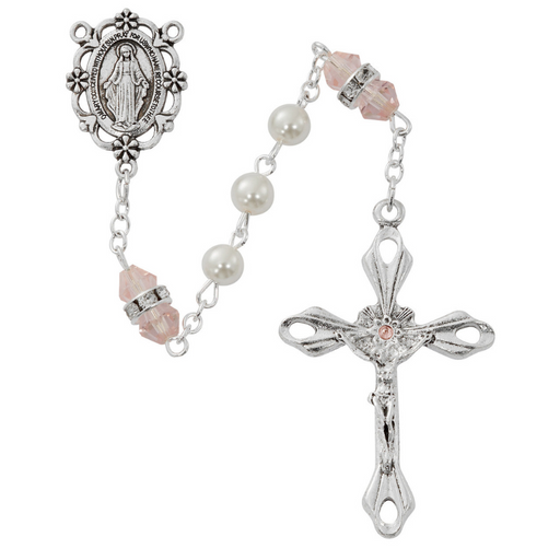 6mm Pink Opal Communion Birthstone Rosary