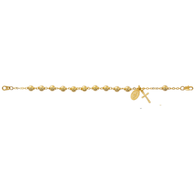 7.5" Gold Plated Miraculous Medal Rosary Bracelet