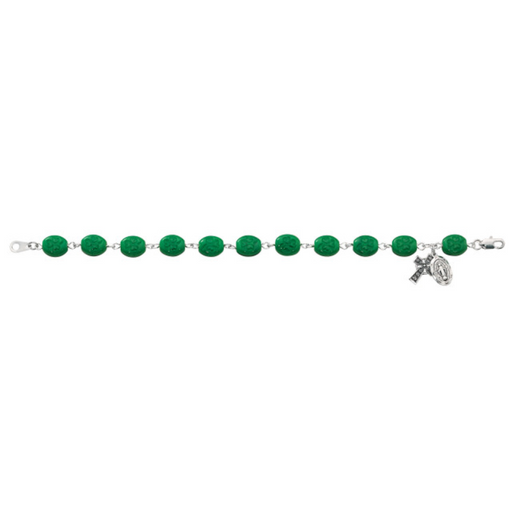 7.5 Green Shamrock Pewter Bracelet