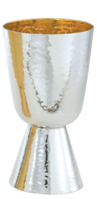 10 oz Hammered Silver-Plated Communion Cup with Gold Lining